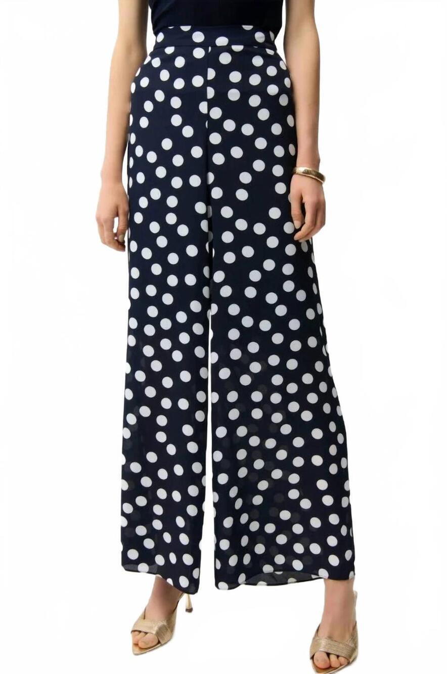 NEW JOSEPH RIBKOFF polka dot palazzo pants in midnight